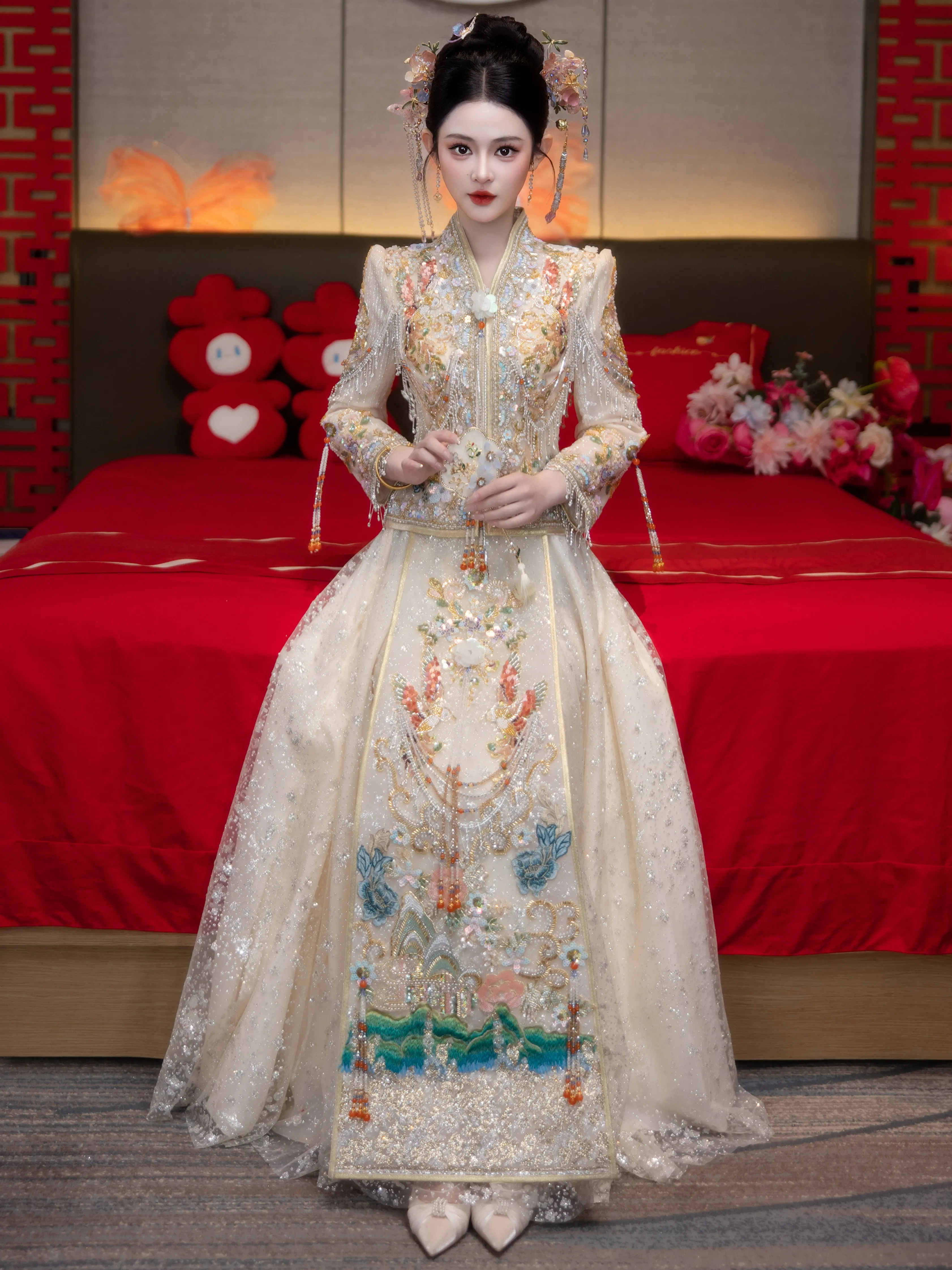 Xiuhe Dress 2025 New Champagne Temperament Bride Wedding Chinese Style Welcome Toast