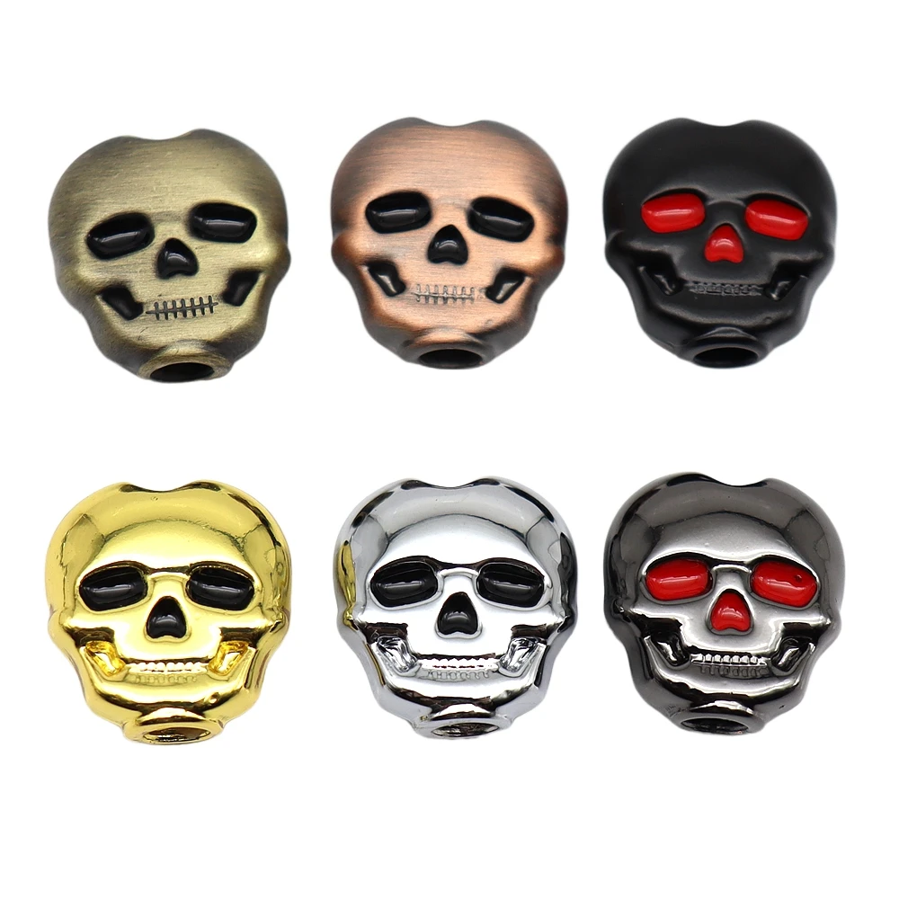 6Pcs Guitar Button Head Hat Handle Tuner Handle Metal Skull Shape Tuning Key Handle for Folk, Electric and Acoustic Guitar