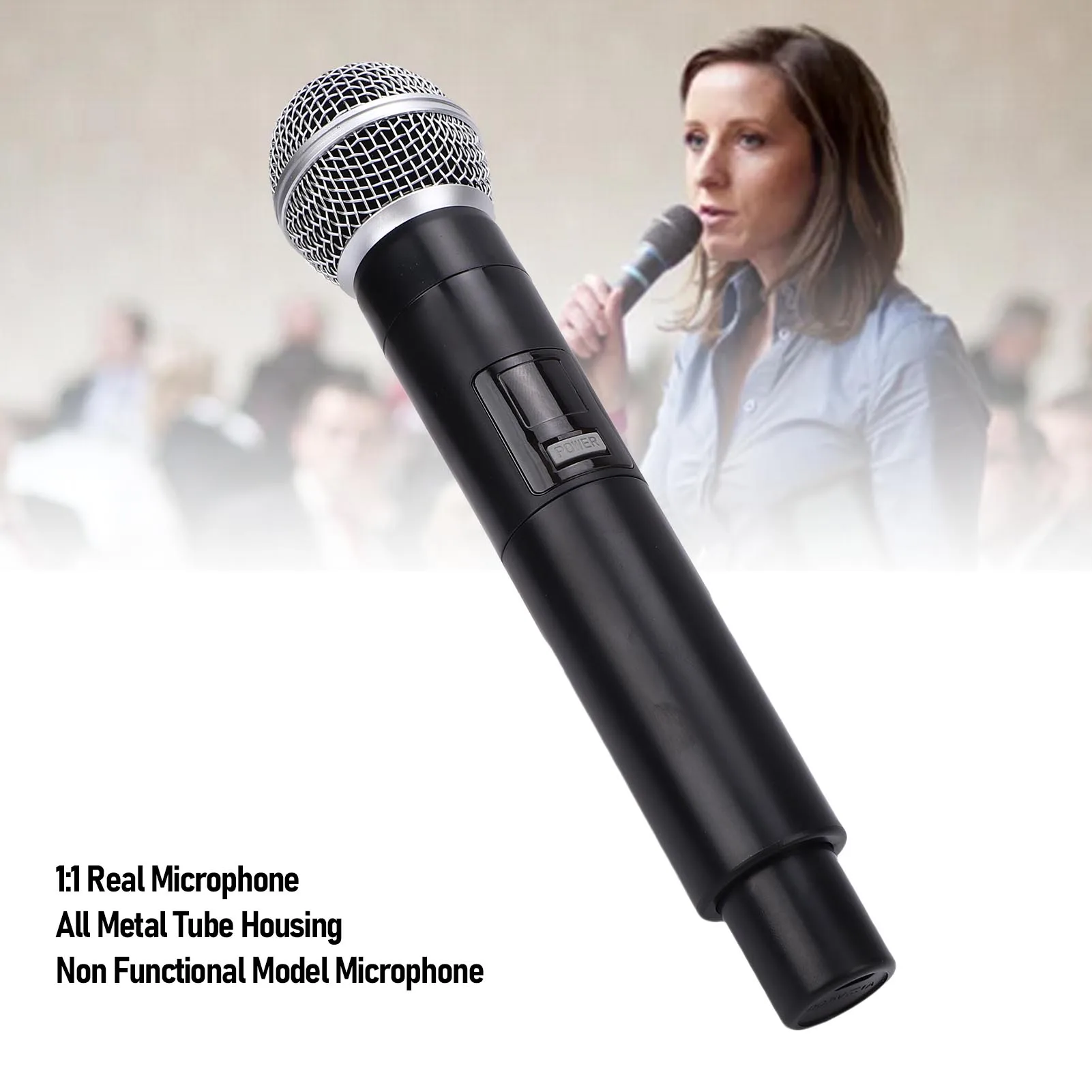 Modelo de micrófono, accesorio de micrófono de mano realista de Metal ligero para simular la práctica del habla, micrófono realista para Cosplay en escenario