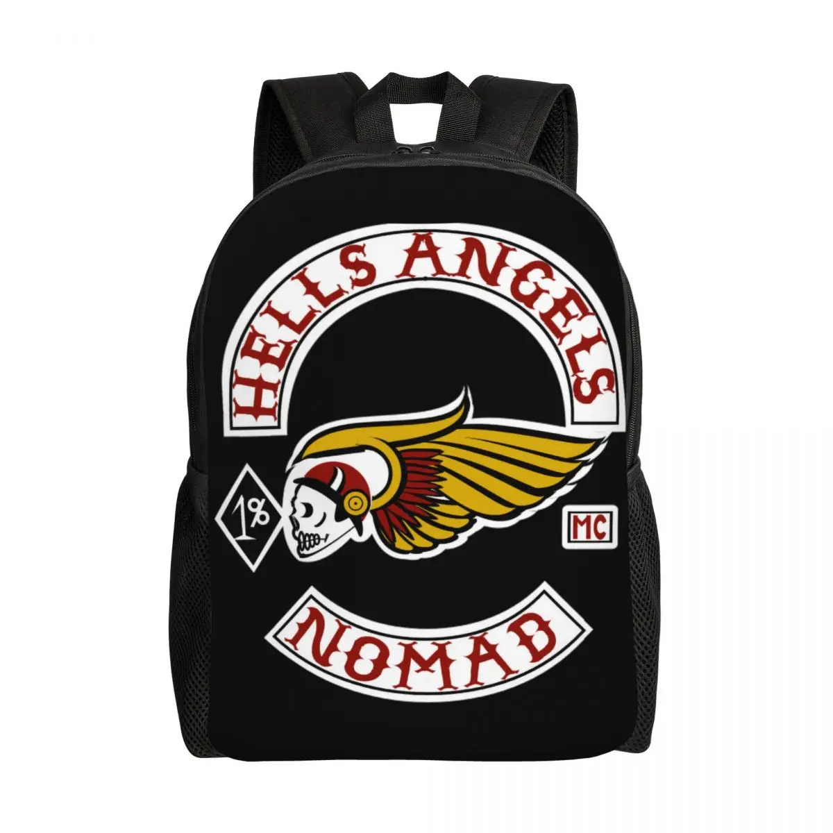 Personalized Hells Angels Logo Backpack Women Men Casual Bookbag for School College Motorcycle Club Bags