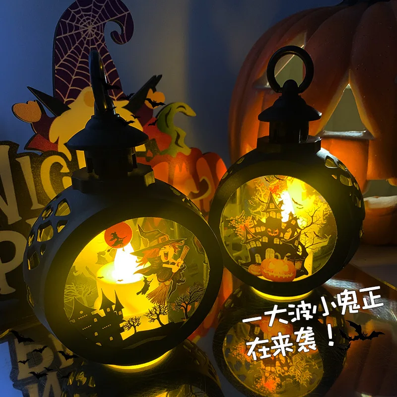 Imagem -02 - Luminous Led Pumpkin Lamp para Decoração de Halloween Vela Eletrônica Festival Fantasma Adereços Arranjo Criativo Luz Noturna 1pc