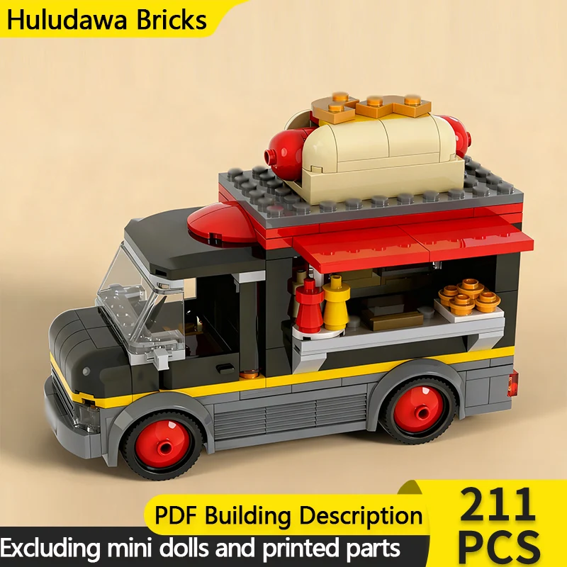 

City Street View Model MOC Building Bricks Mobile Food Truck Modular Technology Children Holiday Gifts Assemble Toys Suit