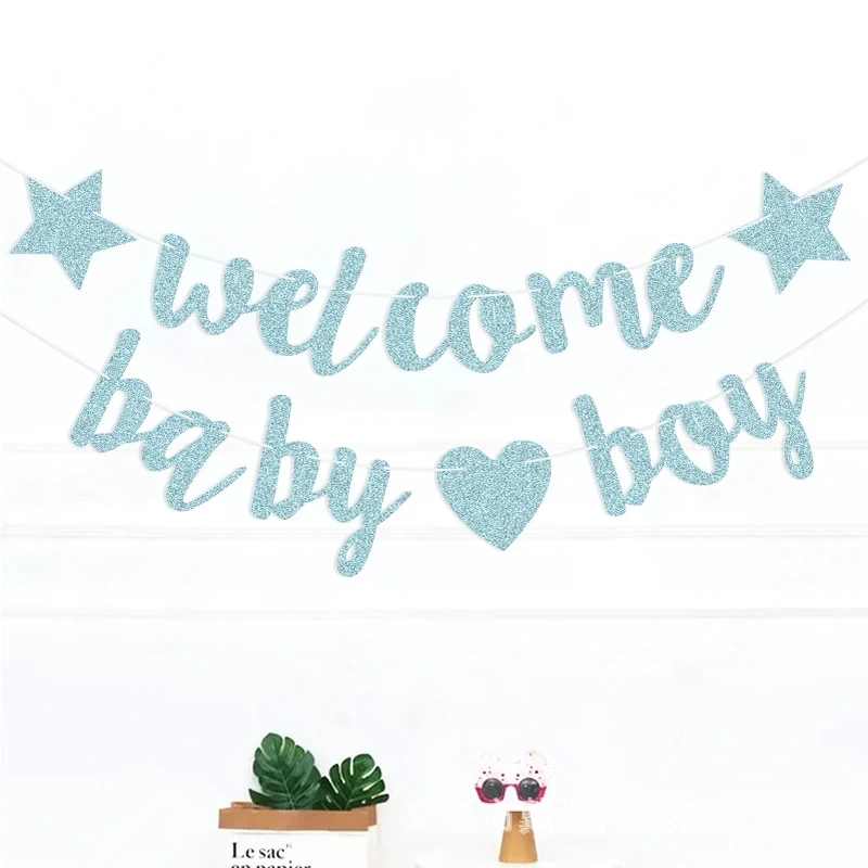 Blue Color Baby Shower Oh Baby Welcome Baby Boy Gender Reveal Party Decoration Supplies