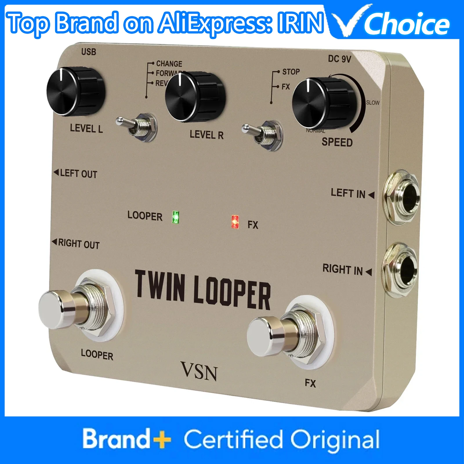 

ROWIN LTL-02 Twin Looper Guitar Effect Pedal Loop Station 11 Types of Play with 10 Minutes of Recording Time True Bypass