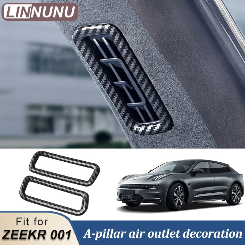 LINNUNU Fit for Zeekr 001 21-23 ABS Carbon Fiber B-pillar/A-pillar Air Outlet Car Decorative Frame Scratch Resistant Patch Cover