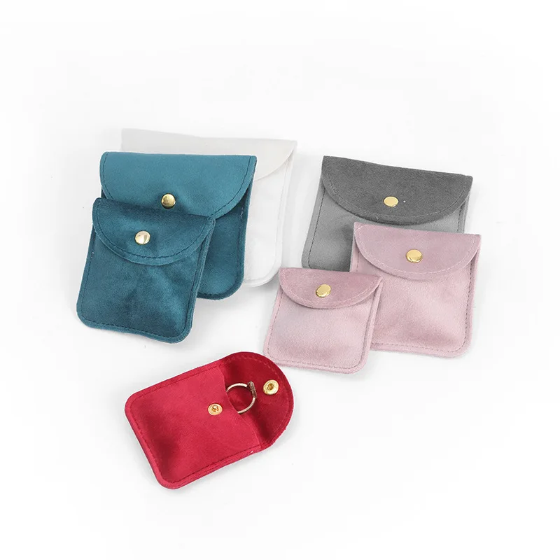 Velvet Jewelry Pouch Snap Button Jewellery Storage Bag For Ring Earring Necklace Bracelet Watch Portable Travel Jewelry Gift Pac