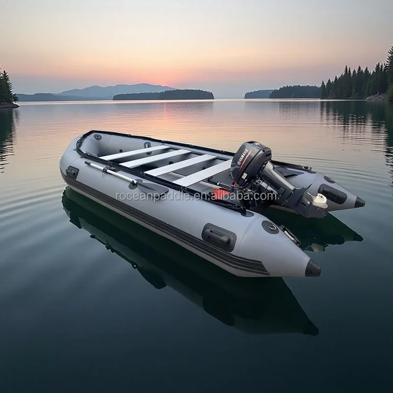 

Professional 6 7 8 Person Inflatable Rowing Boat With Rigid Aluminum Floor And Folding Stable PVC Rubber Kayak For Fishing