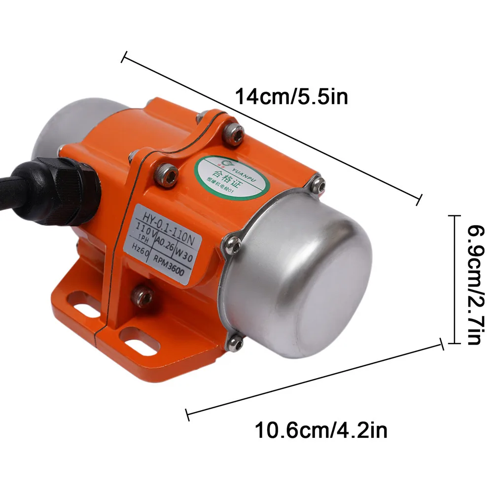 Bymaocar 30w Vibration Motors Aluminum Alloy Shaker Motor Ac110v 3600rpm Low Noise with O-ring Seal on the Edge Fit Construction