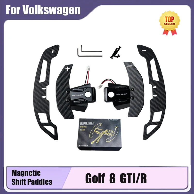 For Volkswagen Golf 8 GTI/R Carbon Fiber Steering Wheel Magnetic Shift Paddle