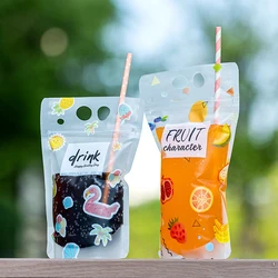 20/50/100Pcs Transparent Plastic Bag Juice Drink Milk Tea Package Portable Disposable Takeaway Kitchen Organizer Sealing Pouch