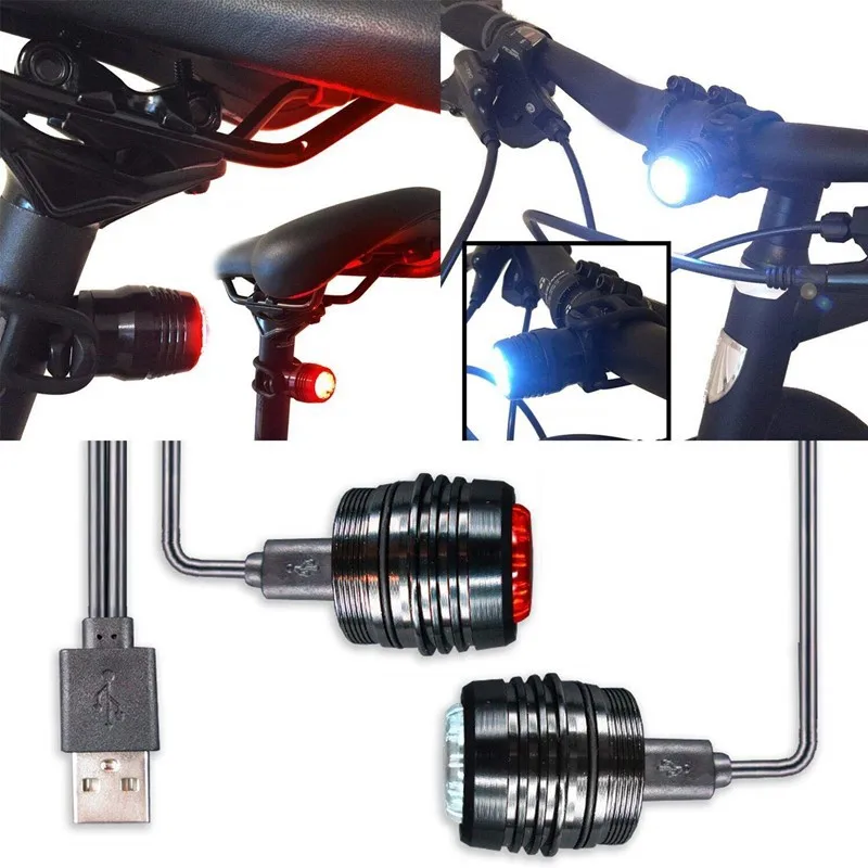 Luz LED trasera y delantera para bicicleta, Faro de seguridad recargable por USB, luces de advertencia