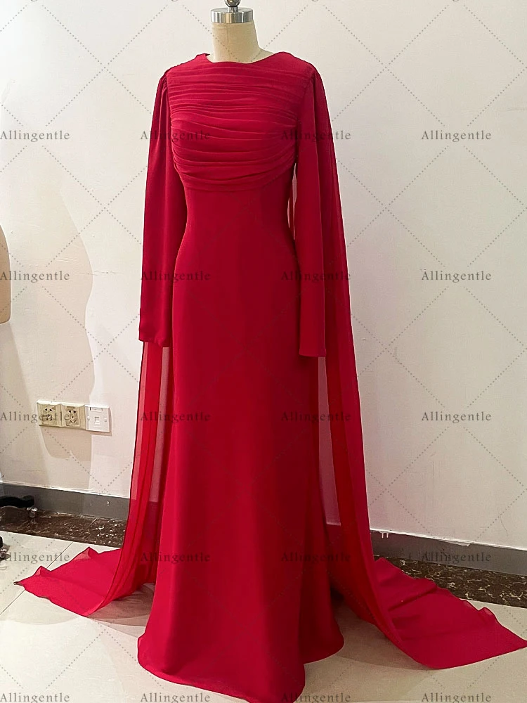 فساتين لحضور الحفلات الموسيقية بحورية البحر بأكمام طويلة وردية رداء de soirée على شكل حرف a ثنيات فستان سهرة بطول الأرض فستان زفاف الضيوف حسب الطلب