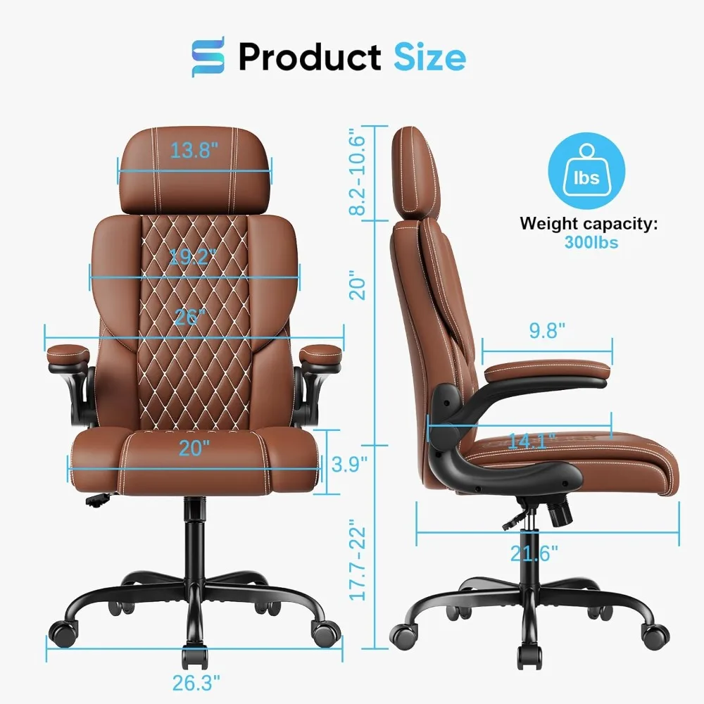 Office Chair, Comfy Desk Chair with Adjustable Headrest & Flip-up Padded Arms & Lumbar Support, Adjustable Hight and Tilt