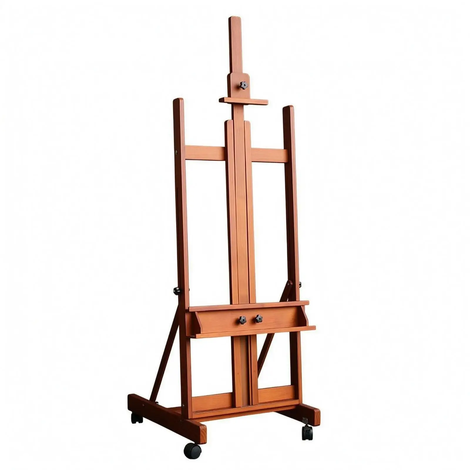 Floor Standing Folding Easel for Painting and Sketching with Four Wheels for Easy Mobility
