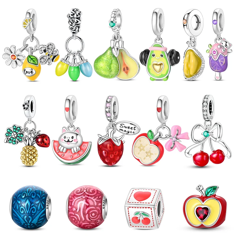 

2025 Hot Sale Charms Bead 925 Sterling Silver Lemon Fruit Dangle Fit Bangle Bracelet Necklace DIY Jewelry Gift