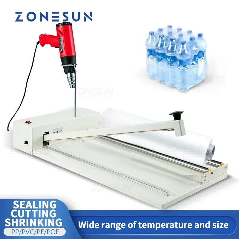 

ZONESUN ZS-MSCS1 Manual Sealing Cutting Shrinking Machine Film Plastic Bags Sealer Packing Tool Heat Gun Portable