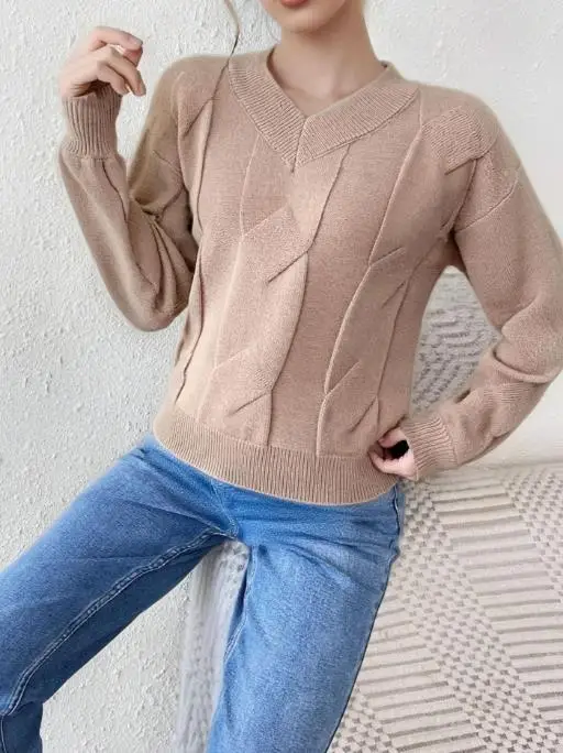 

Осень и зима 2025, новый свободный повседневный нежный трикотаж с длинными рукавами, модный универсальный женский свитер с жареным тестом