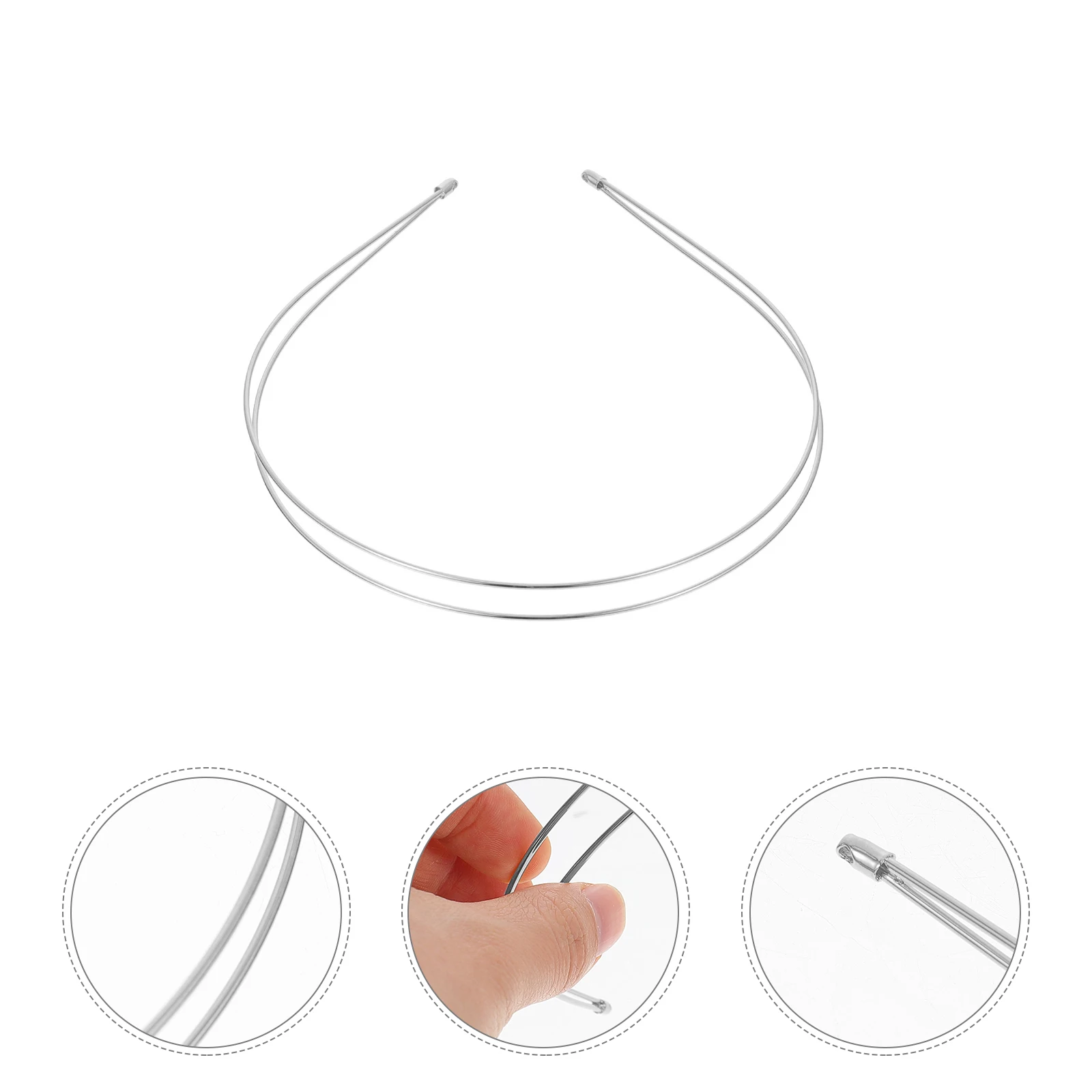 

4pcs Double Layer Headband Accessories Thick Silver Retro Hairband Women Headdress Decorative Metal Hair Clasp Lightweight