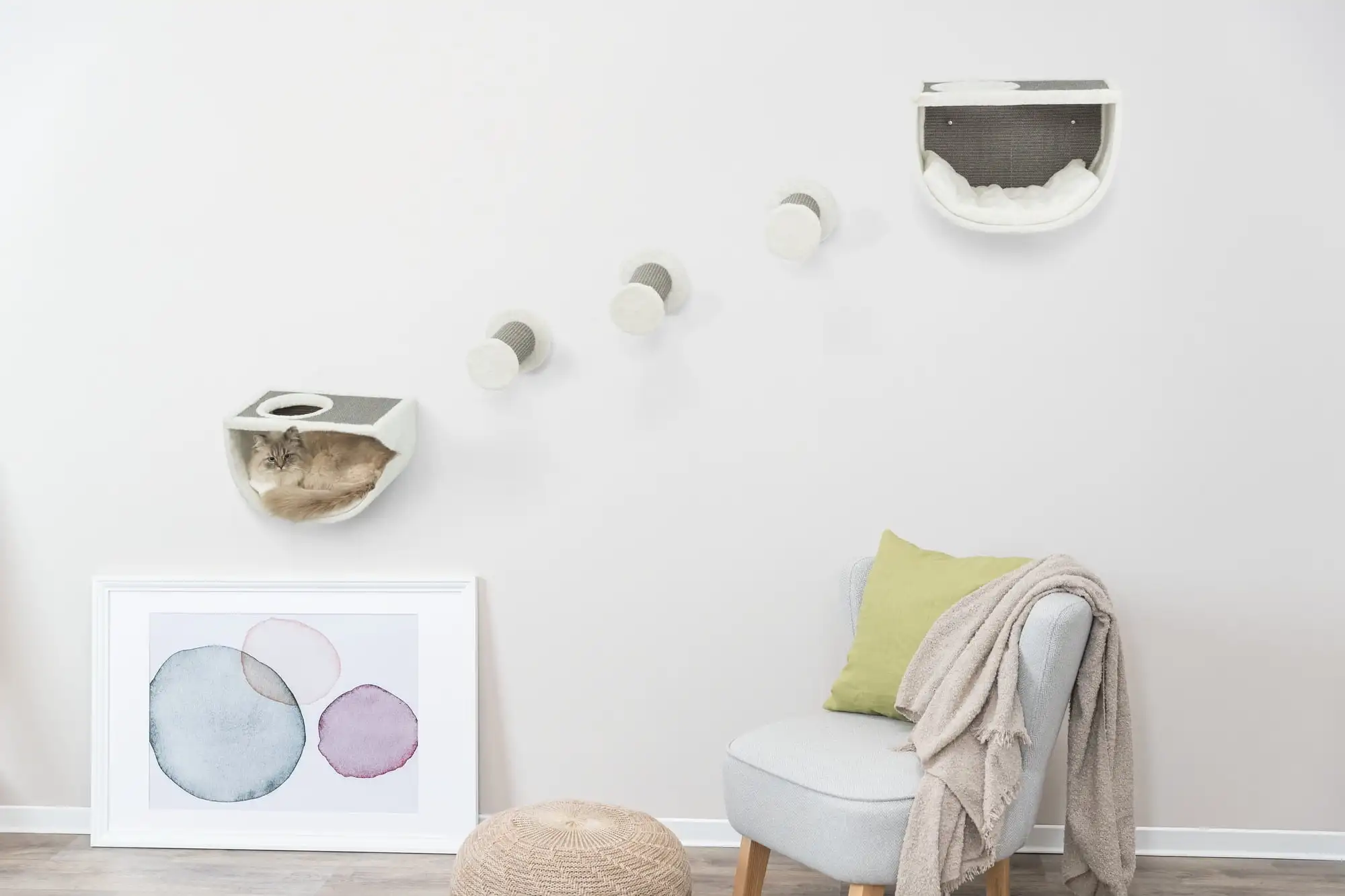 

Набор радужных кошачьих деревьев с настенным креплением, 2 предмета, 3 шага, мебель для кошек, Когтеточка, серый цвет