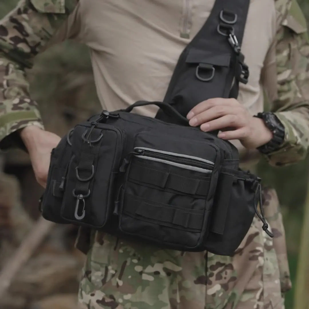 Lure Fishing Waist Pack Waterproof Molle-compatible Tactical Crossbody Bag for Outdoor/Camping Lightweight Hiking Sling Pack