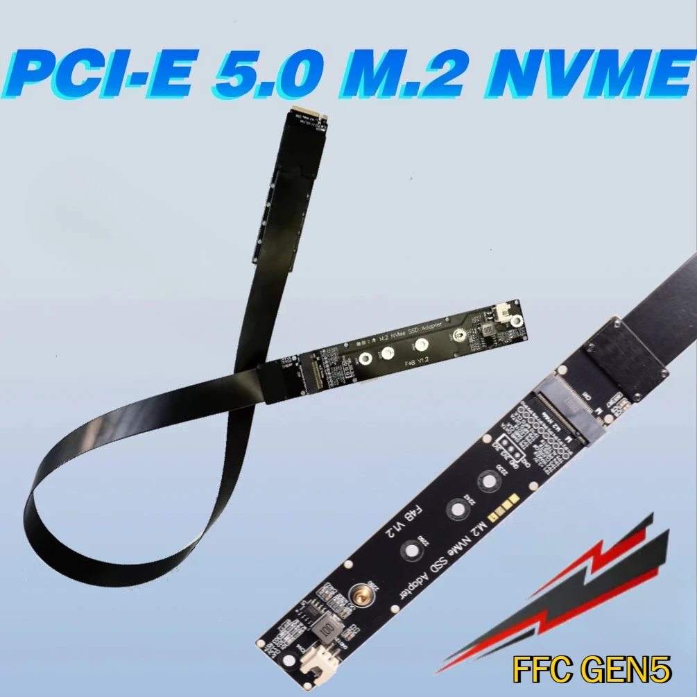 ADT-Link PCIe 5.0 x4 M.2 NVMe SSD Extension Cable Support 22110 Gen5 High-speed Low Loss FFC For M.2 M-Key Solid State Drive SSD