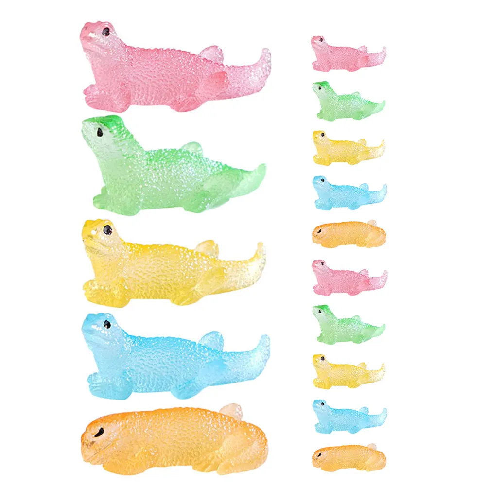 15Pcs Resin Animal Statue Mini Lizard Decor Tiny Glow Landscape Accessory Night