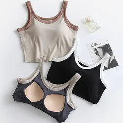 Beauty Back Tank Top Women's Summer Chest Padded Sleepwear T-Shirt Suspender Bra Pajamas Tops One Piece Night Wear Shirt