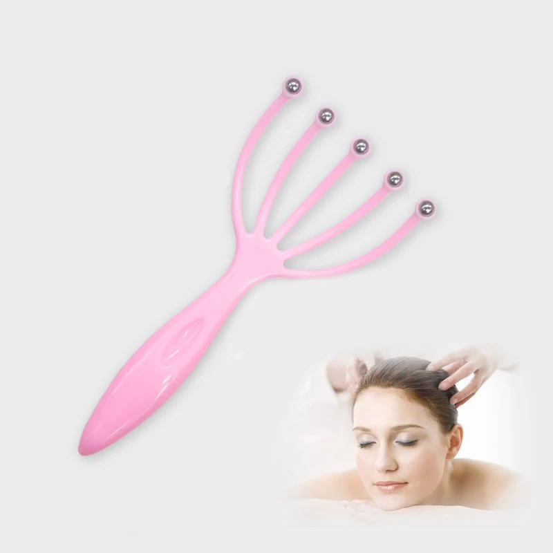 Soft Handheld Head Scalp Massager Neck Ball Comb Roller Five Finger Claws Steel Relax SPA Hair Care for Scratching Head Relief