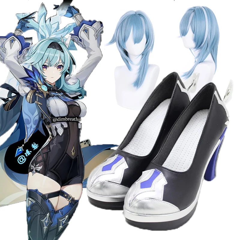 Jeu Genshin Impact Eula Cosplay Shoes, Mondstadt Anime Py Play Uniform, High Heels Outfit, Halloween Carnival Party, Christmas