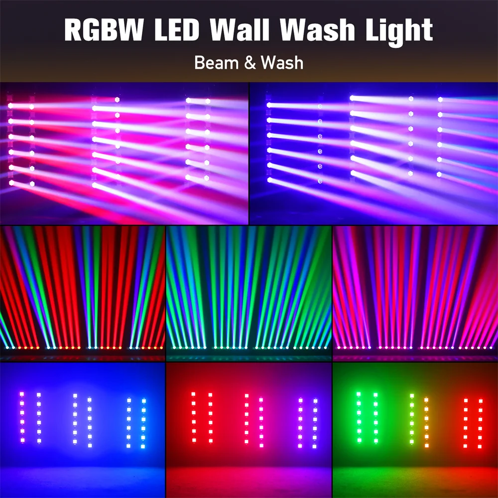 2 Pcs 60W Beam LED+ 45W RGB Wash Stage Light Bar Stage Light DMX512 Suitable for Home Parties KTV Clubs Bars Weddings DJ Party