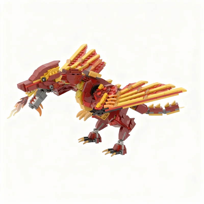 648 elementów MOC Ninjia Ognisty Smok Model Klocki Konstrukcyjne Zabawki Składanie Kreatywne DIY Pomysł na Prezent Świąteczny Edukacja