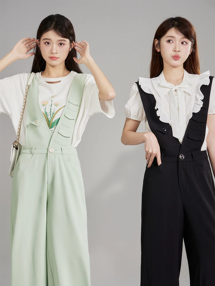 

Glayy Original Design Faionable Slimming Waist High Waist Wide Leg Pants Cover Belly Casual Trousers Summer Women's Clothes