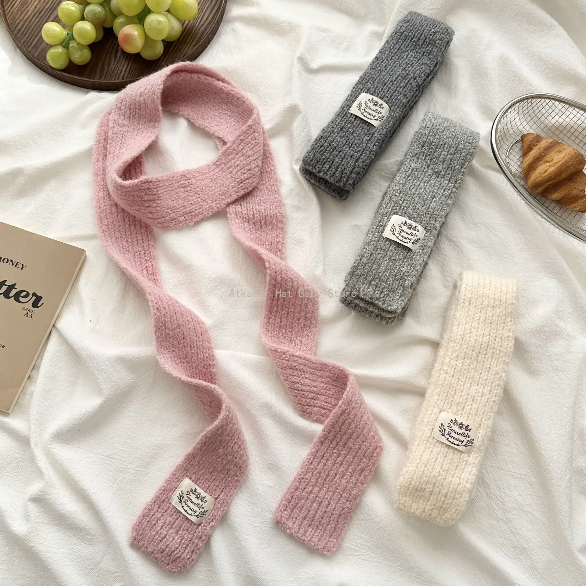 

Шерстяной вязаный тонкий шарф с надписью Y2K, украшение для одежды, вязаный шарф, лента, длинные узкие шарфы в корейском стиле, осень/зима