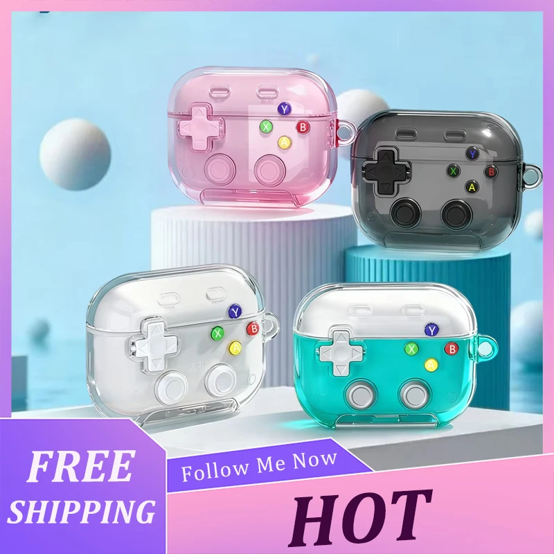Case for AirPods Pro / AirPods Transparent Fidget Button Earphone Cool Game Console Design Retro Shockproof Protective Cover