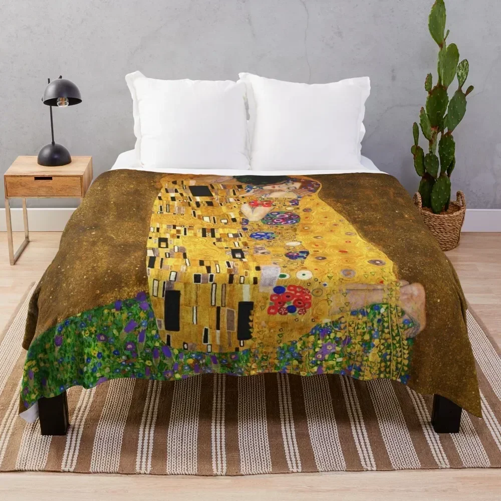 

The Kiss by Gustav Klimt (1907 - 1908) Throw Blanket Warm Throw Blanket Gift for Anniversary