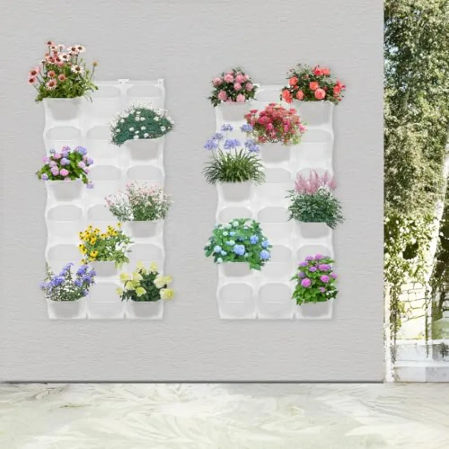 

Вертикальный настенный кашпо на 36 горшков для дома и улицы, штабелируемый держатель для цветов, трав и овощей в зеленом цвете