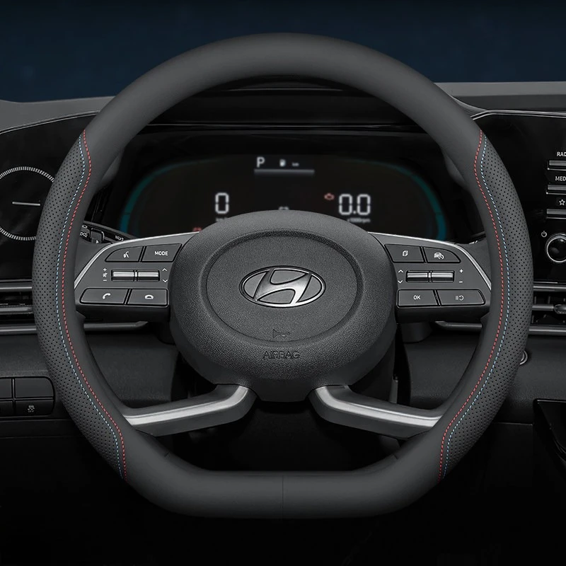 For Hyundai Luxury Steering Wheel Cover Anti Slip Breathable Fit Elantra Sonata Tucson Santa Fe Kona IONIQ5 Palisade Car Styling