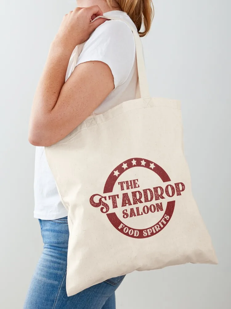 The Stardrop Saloon Pub Logo Stardew Valley Burgundy Logo Tote Bag handbag Reusable bags Women's bags Canvas Tote Bag