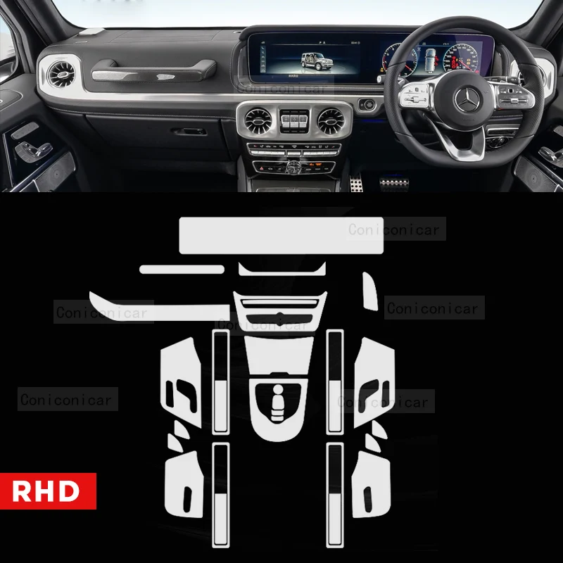 For Mercedes Benz G Class W464 G500 G350 AMG G63 2019-2022 Car Door Handle Center Console Gear Navigation TPU Protective Film