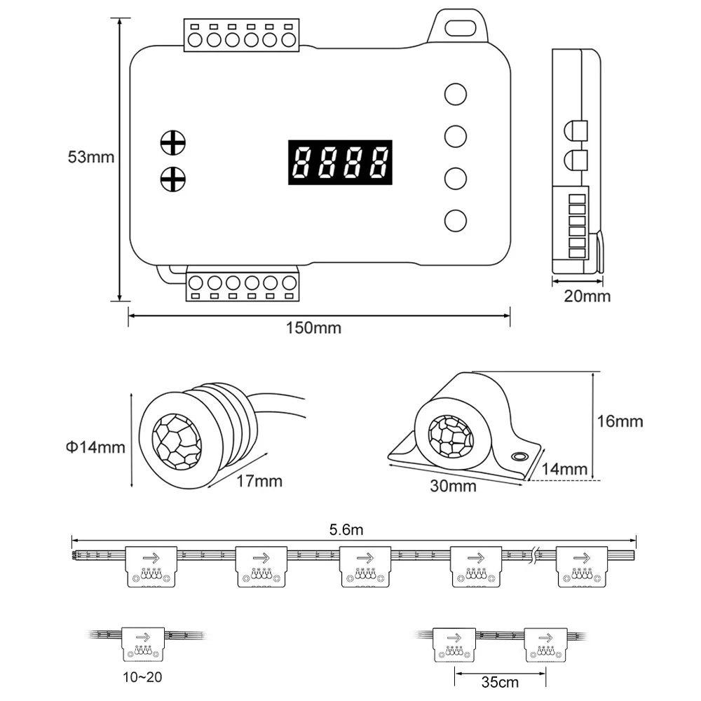 Czujnik ruchu CCT COB Strip Stair Light 2700-6500K Zestaw ściemnialnych taśm LED do oświetlenia schodów 5-25 Step Stairs Main Line Easy Install 24V