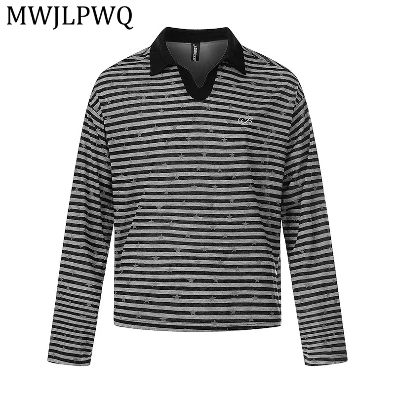 

MWJLPWQ Street Style Design Striped Color-Blocked Shirt For Unisex Casual Relaxed 2026 Spring Thin Long-Sleeve Male Tops 13896