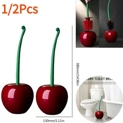 Creative Cherry Shaped Toilet Brush Bathroom Cleaning Brush Long Handle Toilet Holder Toilet Wash Brush Toilet Accessories Set
