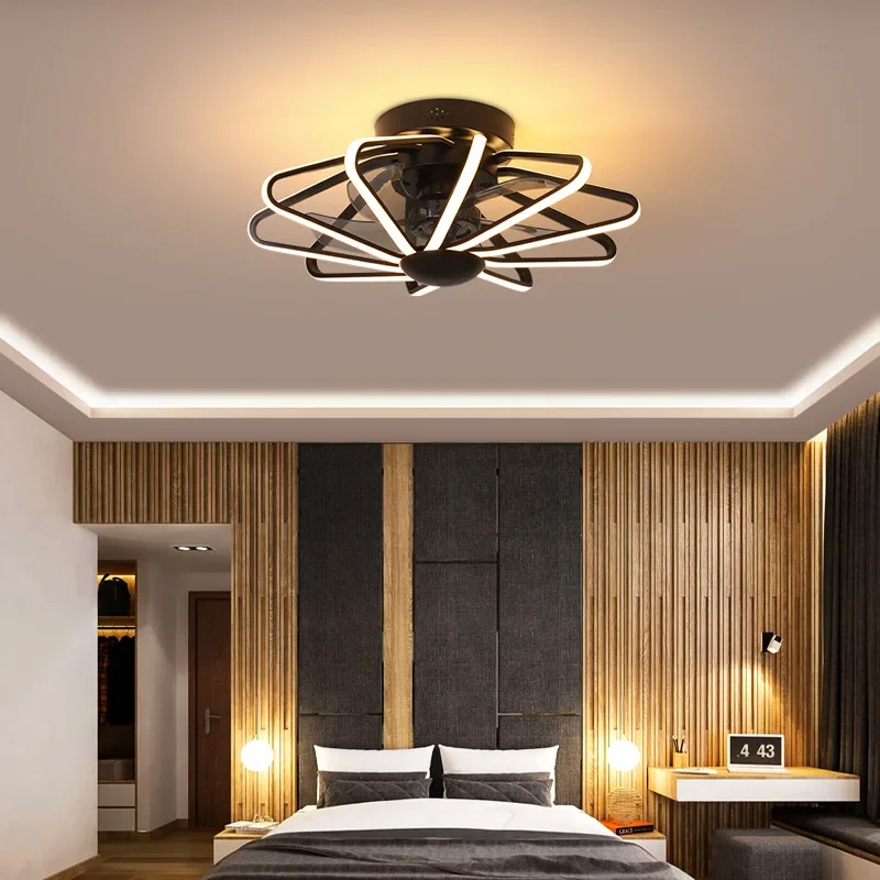 Creative Nordic Invisible Ceiling Fan Light Bedroom Restaurant Home LED Ceiling Fan Lamps Modern Simple Electric Fan Light