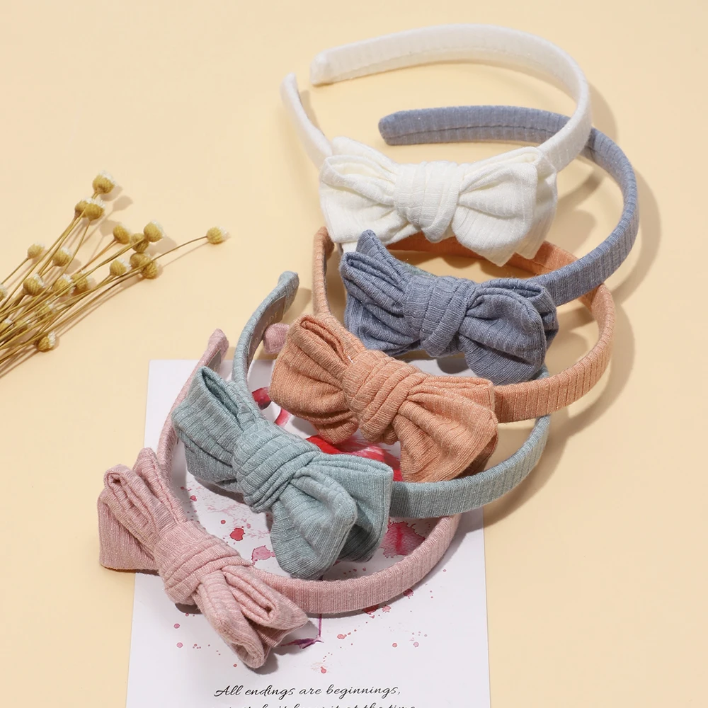 Baby Accessories For Newborn Toddler Kids Baby Girl Boy Hairhoop Cotton Solid Color Large Bow Headband Handmade hairband 12Color