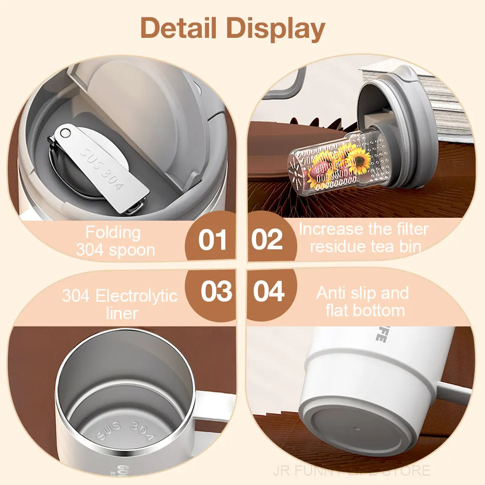 550ML Coffee Mug 304 Stainless Steel Thermal Cup With Tea Strainer And Lid Tea Cup Water Bottle For Gifts Drinkware