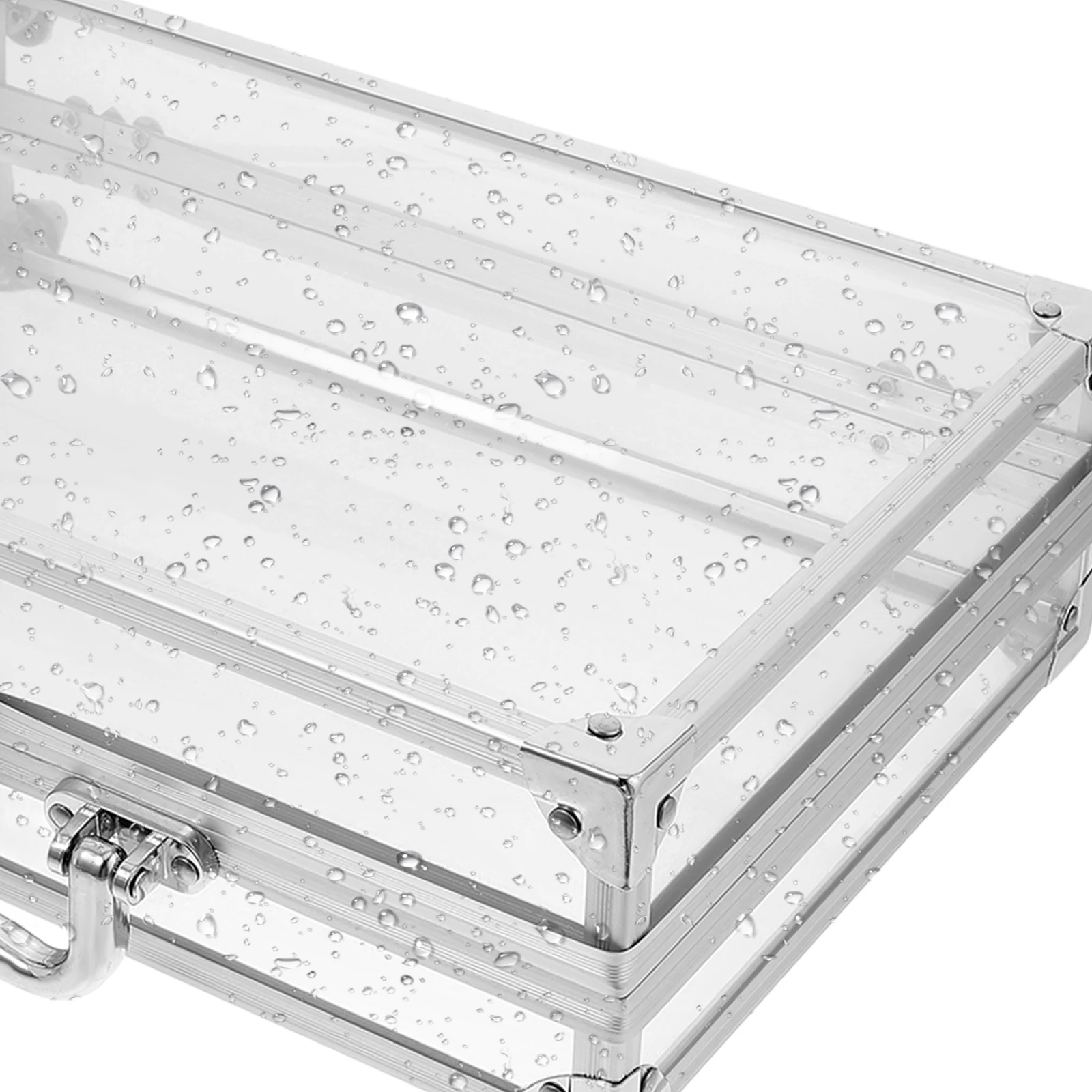

Large Capacity Aluminum Alloy Makeup Box Clear Display Jewelry Organizer Transparent Storage Case Portable Suitcase