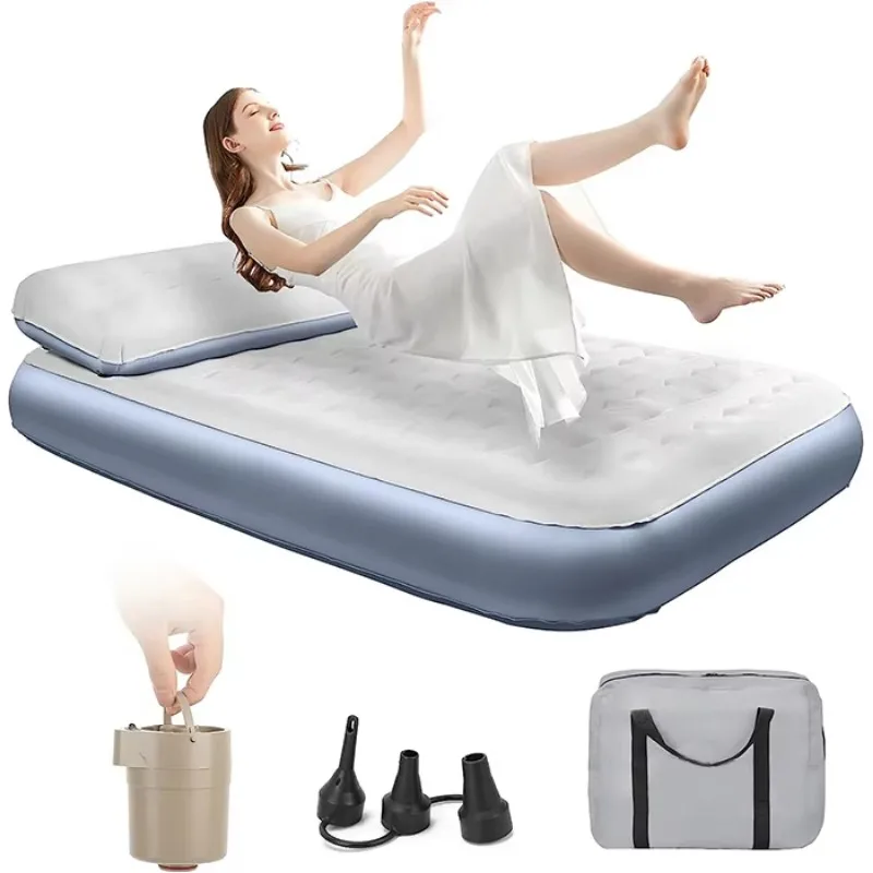 

Hypo-Allergenic Inflatable Camping Air Mattress With Built-In Pump Modern Design For Home Bedroom Hospital Or Park Use