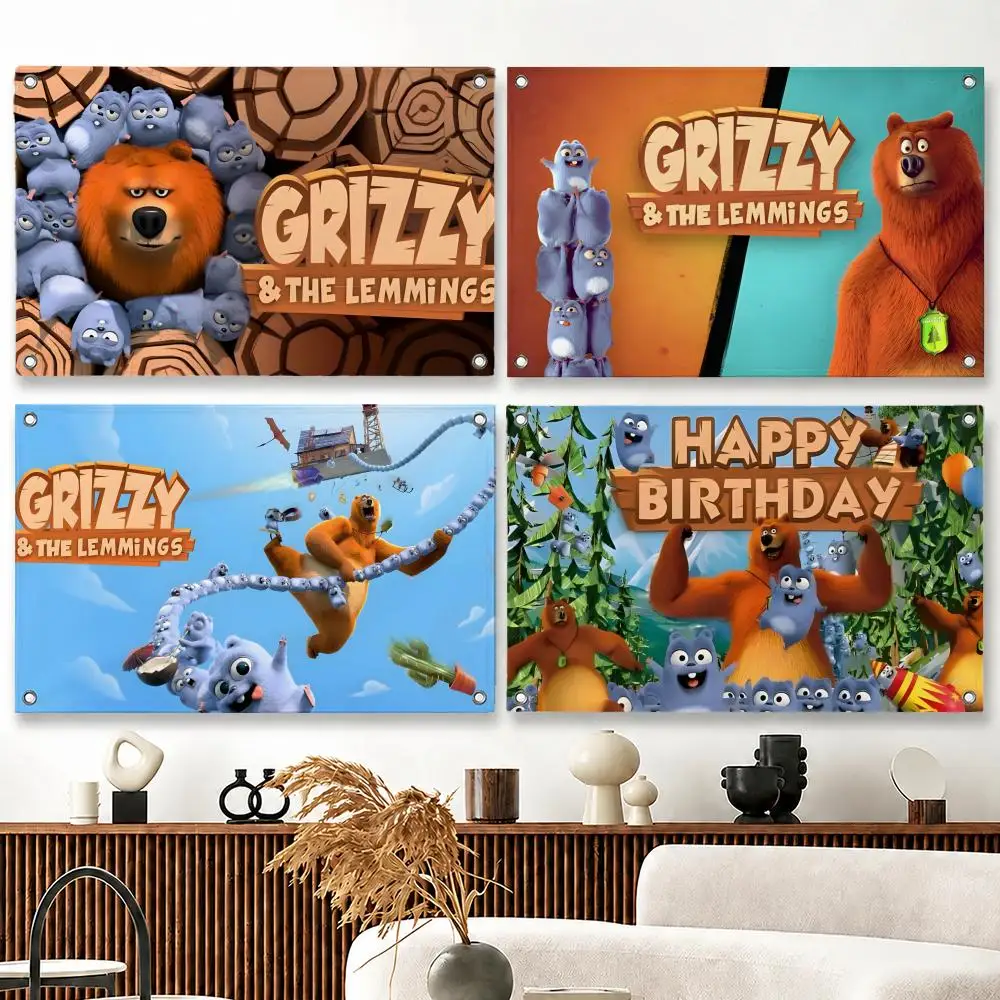 Animation Grizzy and the Lemmings Flags flag Suitable For Party Club Outdoor Interior Wall Decoration Banner Fans Gift