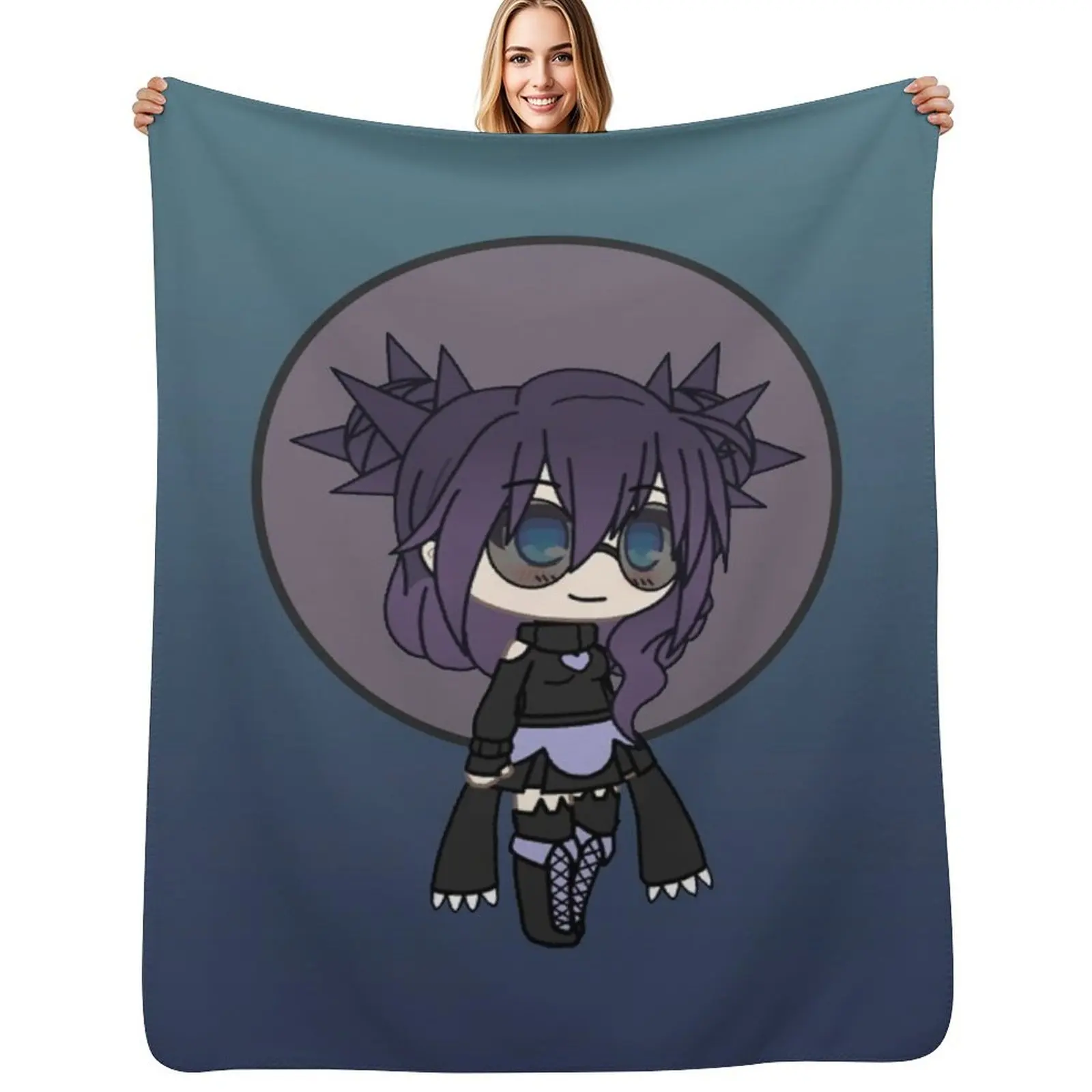 

Cute Gacha Girl - Kira Pastel Goth Chibi Girl Throw Blanket Multi Purpose Soft Warm Blanket for Home Travel