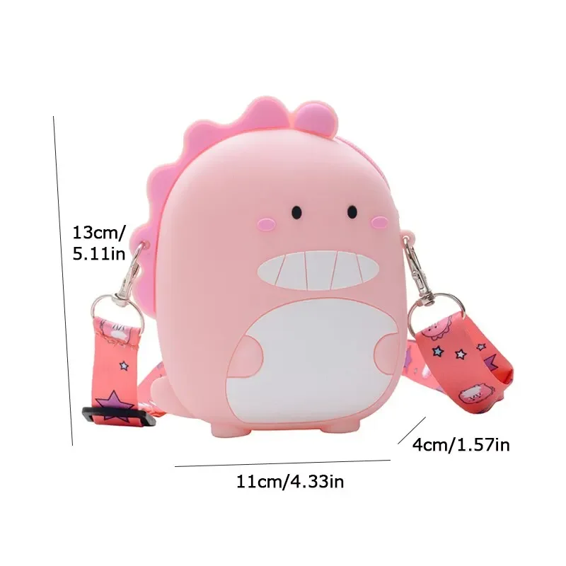 Original Cartoon Dinosaur Crossbody Bag Children Silica Gel Coin Purse Portable Storage Messenger Bag Girls Gift Christmas gift